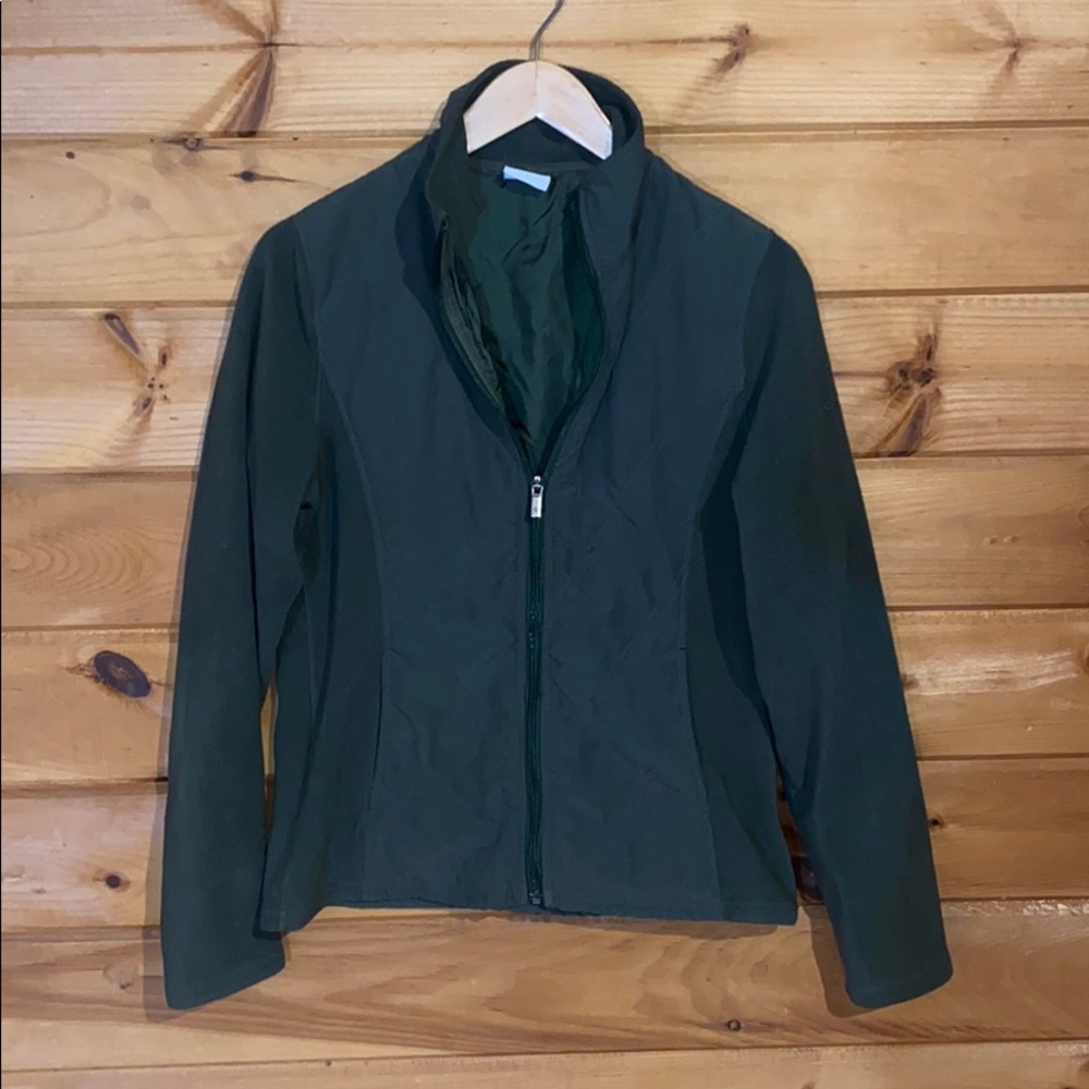 Columbia army green fleece zip up jacket